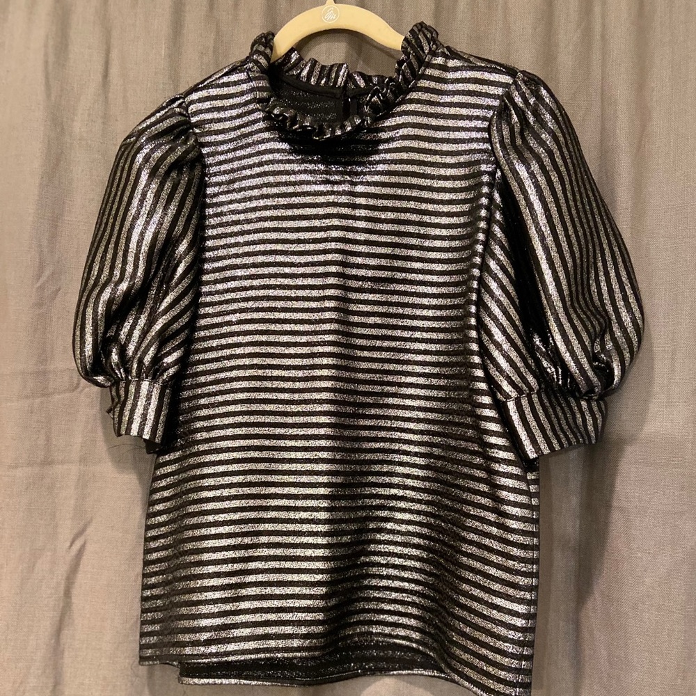 Hunter Bell Silver Sparkle Stripe Top